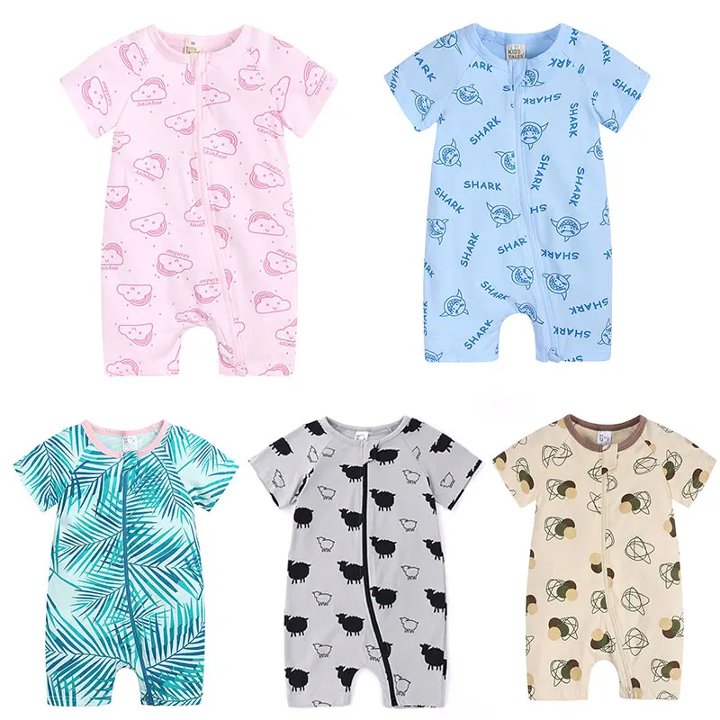 0-24 Months Baby Pajamas Cartoon Shark Oneise Newborn Romper Baby Boy Girls Jumpsuit Summer Bamboo Cotton Short-sleeved Romper - Image 2