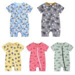 0-24 Months Baby Pajamas Cartoon Shark Oneise Newborn Romper Baby Boy Girls Jumpsuit Summer Bamboo Cotton Short-sleeved Romper