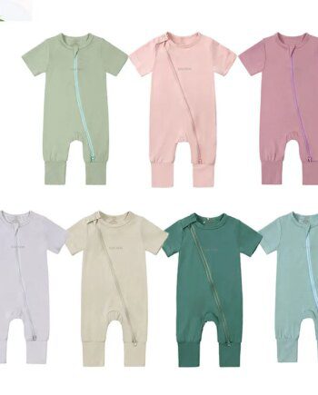 2024 Summer Newborn Baby Boys Girls Casual Rompers Clothes 0-24M Baby Onesies Pajamas Solid Color Cotton Short Sleeve Jumpsuit
