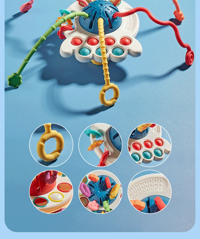 Baby Montessori Sensory Development Educational Toys Pull String Finger Grasp Training Early Learning Toy Teething BPA Free 1-3Y