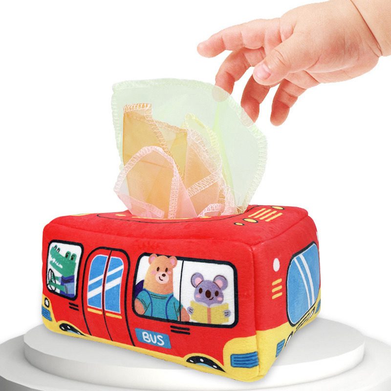 Baby Tissue Box Montessori Educational Toys Colorful Soft Sensory Toy For Toddler Finger Exercise Pumping Silk Scarf Gifts 0-18M