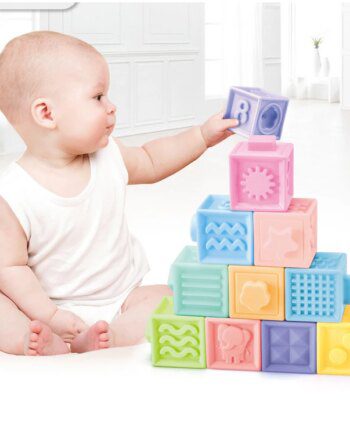 Baby blocks touch toys soft cubes for children montessori bebe kids Toy Building Blocks 3D Massage Rubber Vinyl bath Squeeze Toy