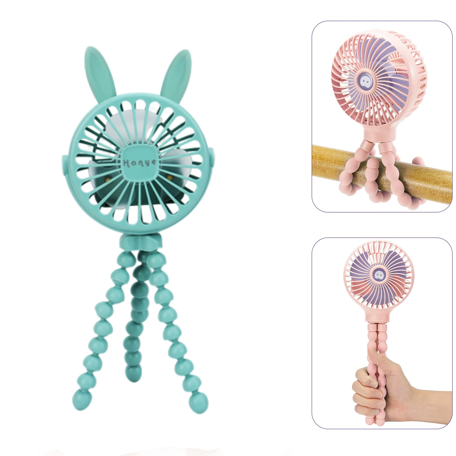 Fan for Cart Stroller Fan Portable Outdoor Fan Clip On for Baby 600mAh USB Rechargeable Handheld Electric Fan for Home 3 Speeds