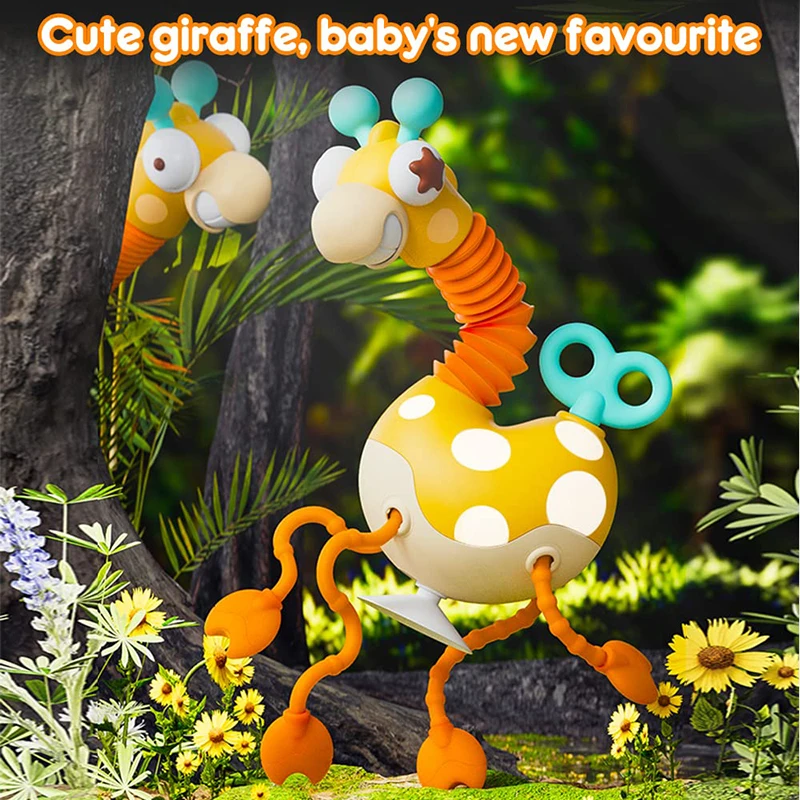 Montessori Baby Sensory Toys Silicone Pull String Activity Giraffe Toy Twisting Clockwork Neck Travel Toys for Toddlers Gifts Montessori Baby Sensory Toys Silicone Pull String Activity Giraffe Toy Twisting Clockwork Neck Travel Toys for Toddlers Gifts