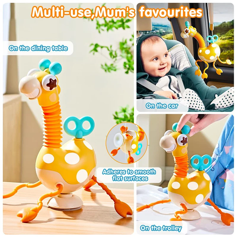 Montessori Baby Sensory Toys Silicone Pull String Activity Giraffe Toy Twisting Clockwork Neck Travel Toys for Toddlers Gifts - Image 6