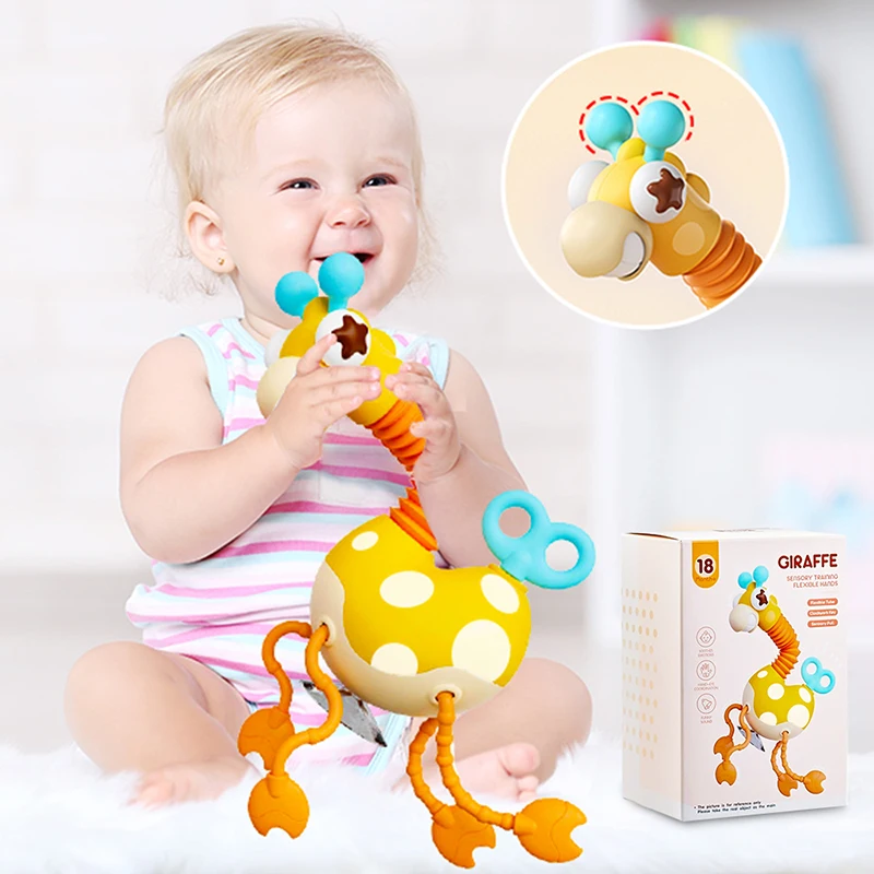 Montessori Baby Sensory Toys Silicone Pull String Activity Giraffe Toy Twisting Clockwork Neck Travel Toys for Toddlers Gifts Montessori Baby Sensory Toys Silicone Pull String Activity Giraffe Toy Twisting Clockwork Neck Travel Toys for Toddlers Gifts