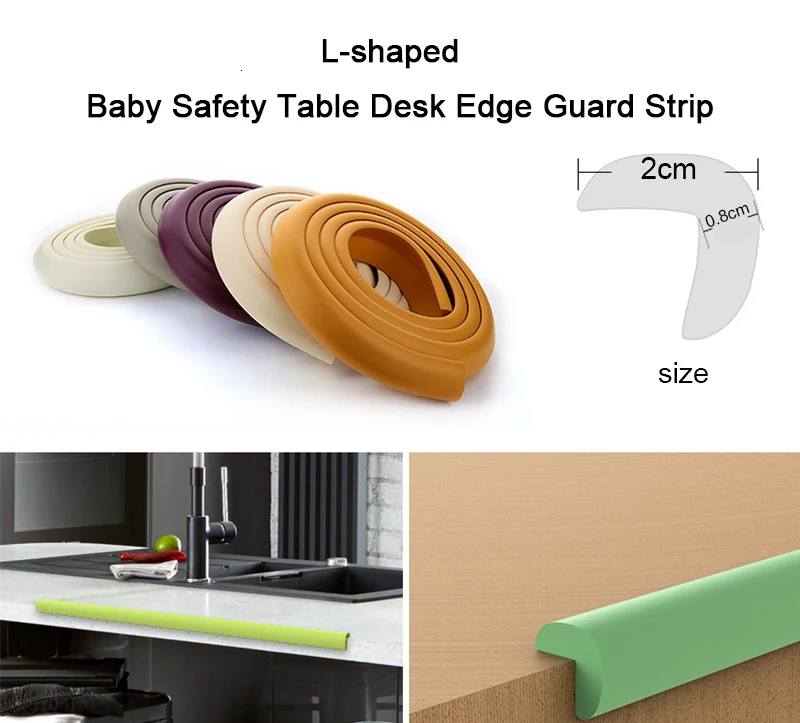2M Soft Baby Safety Desk Table Edge Guard Strip Security L-Shaped Kids Protection Bumper Edge Angle Home Anti-collision Strip 2M Soft Baby Safety Desk Table Edge Guard Strip Security L-Shaped Kids Protection Bumper Edge Angle Home Anti-collision Strip