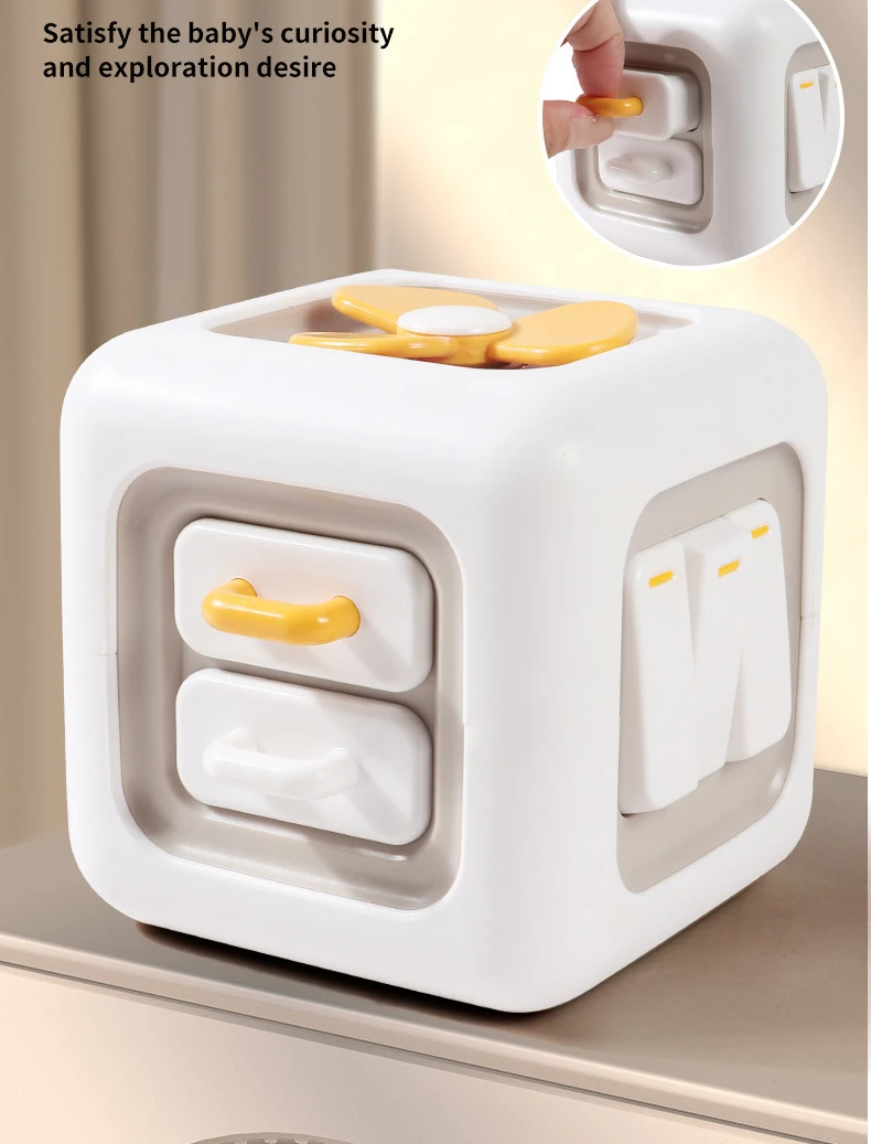6 in 1 Montessori Cube Toys Sensory Busy Board Baby Practice Skills Drawer Cube Fidget Educational Toys for Girl Boy