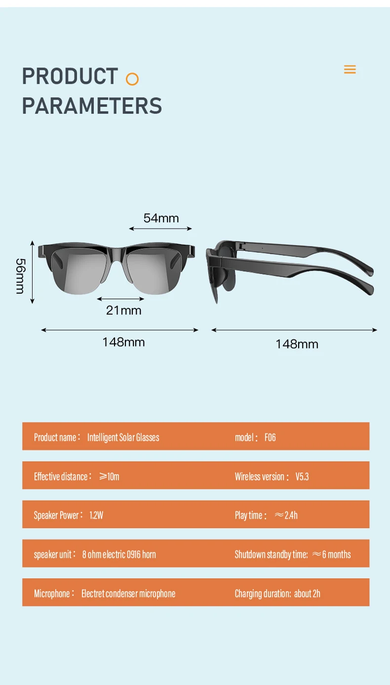 F06 Bluetooth Glasses With Music Wireless Stereo Motorcycle Accessories Water Proof Smartglasses Sunglasses Man Eyeglass Frames