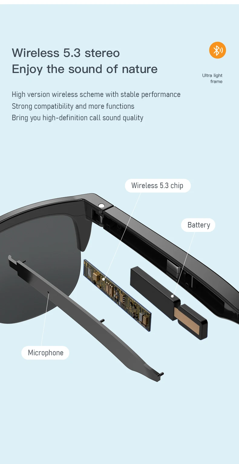F06 Bluetooth Glasses With Music Wireless Stereo Motorcycle Accessories Water Proof Smartglasses Sunglasses Man Eyeglass Frames