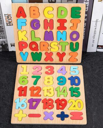 Montessori Wooden Puzzle 3D Alphabet Letters Number Matching Game Baby Kids Toys Education Learning Toy for Children 2 to 4 Year